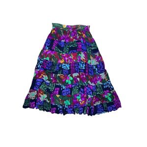 Passports Off Pier Imports Tiered Floral Skirt One Size OS Multicolor Boho Rayon